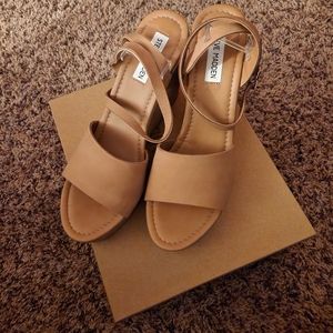 Steve Madden Leather Wedge Sandals 9.5